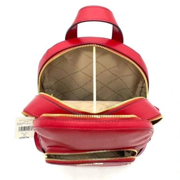 Michael Kors Medium Jaycee Backpack Red/Gold - Picture 11 of 13